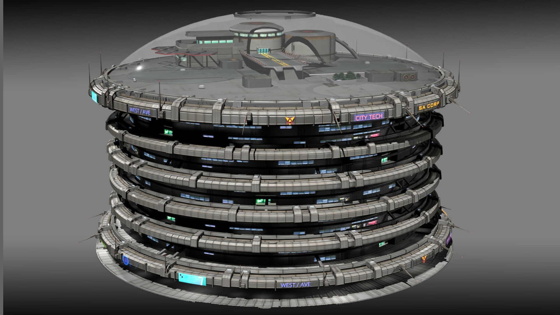 Dome District 2 Low-poly 3D model_10