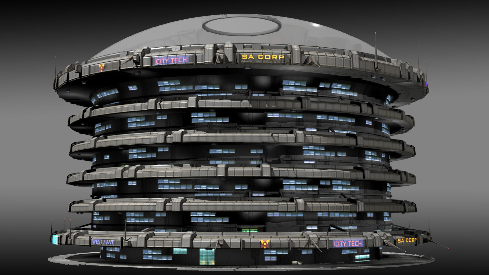 Dome District 2 Low-poly 3D model_5