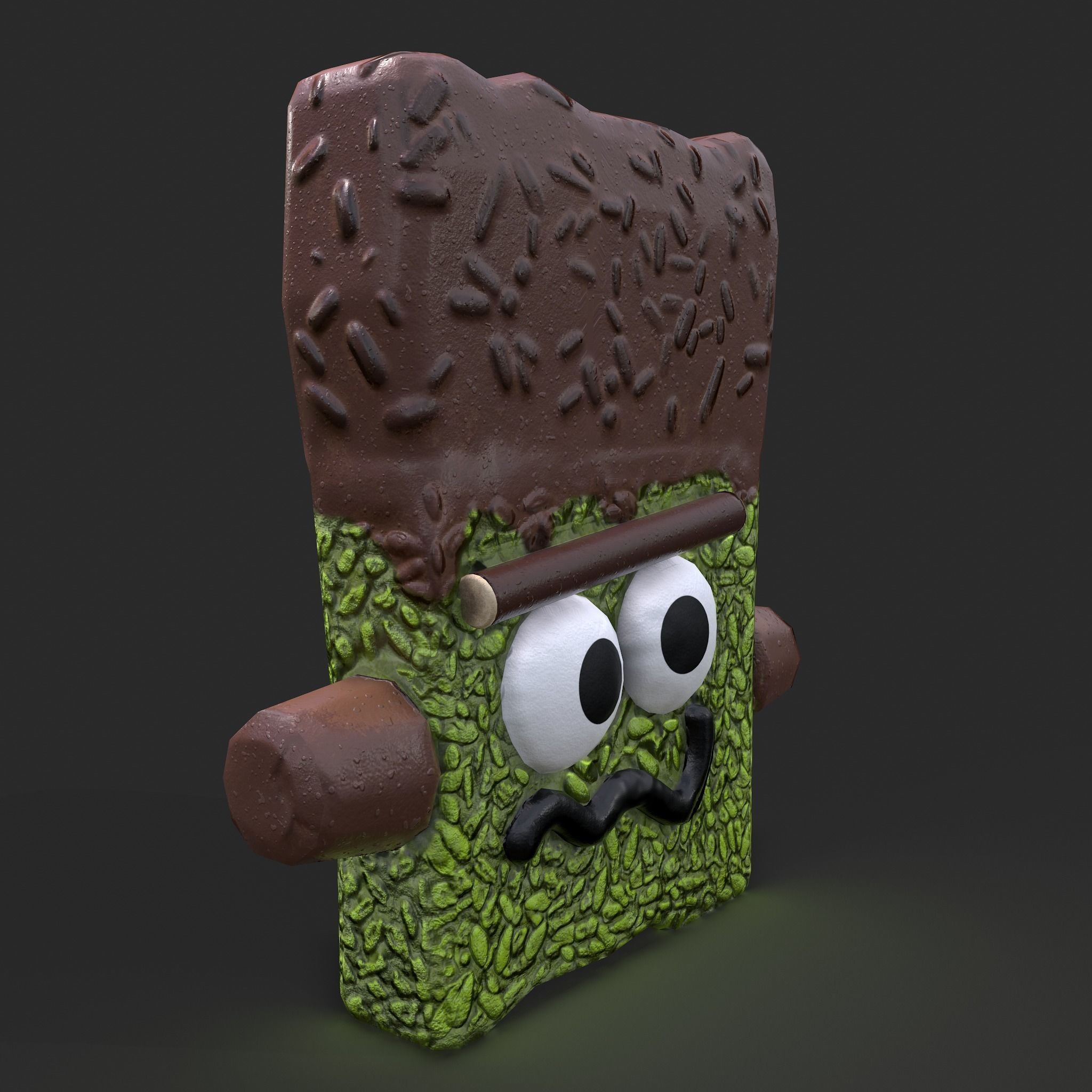 Frankenstein Rice crispy Treat Low-poly 3D model_2