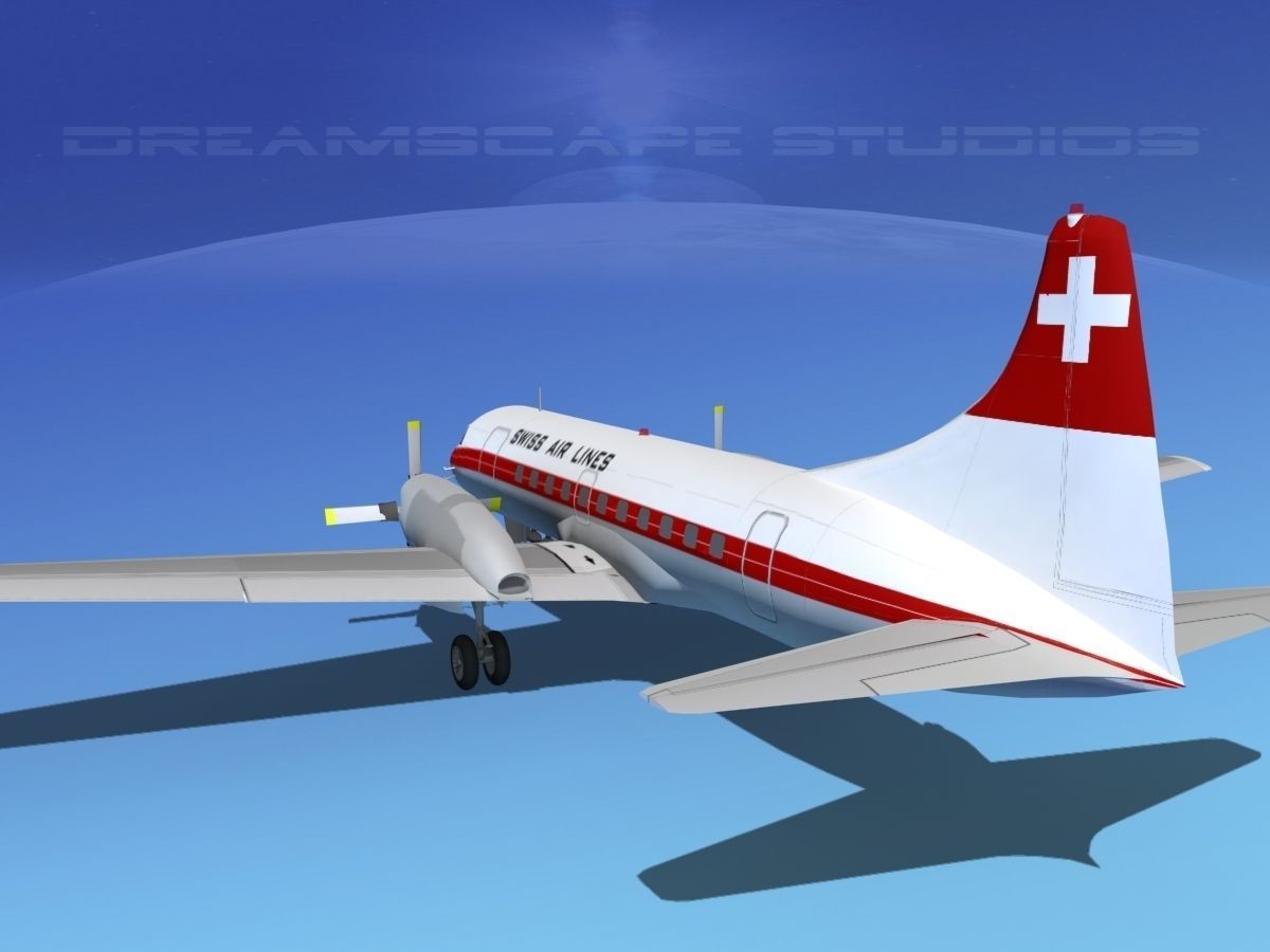 Convair CV-580 Swissair 3D model_7