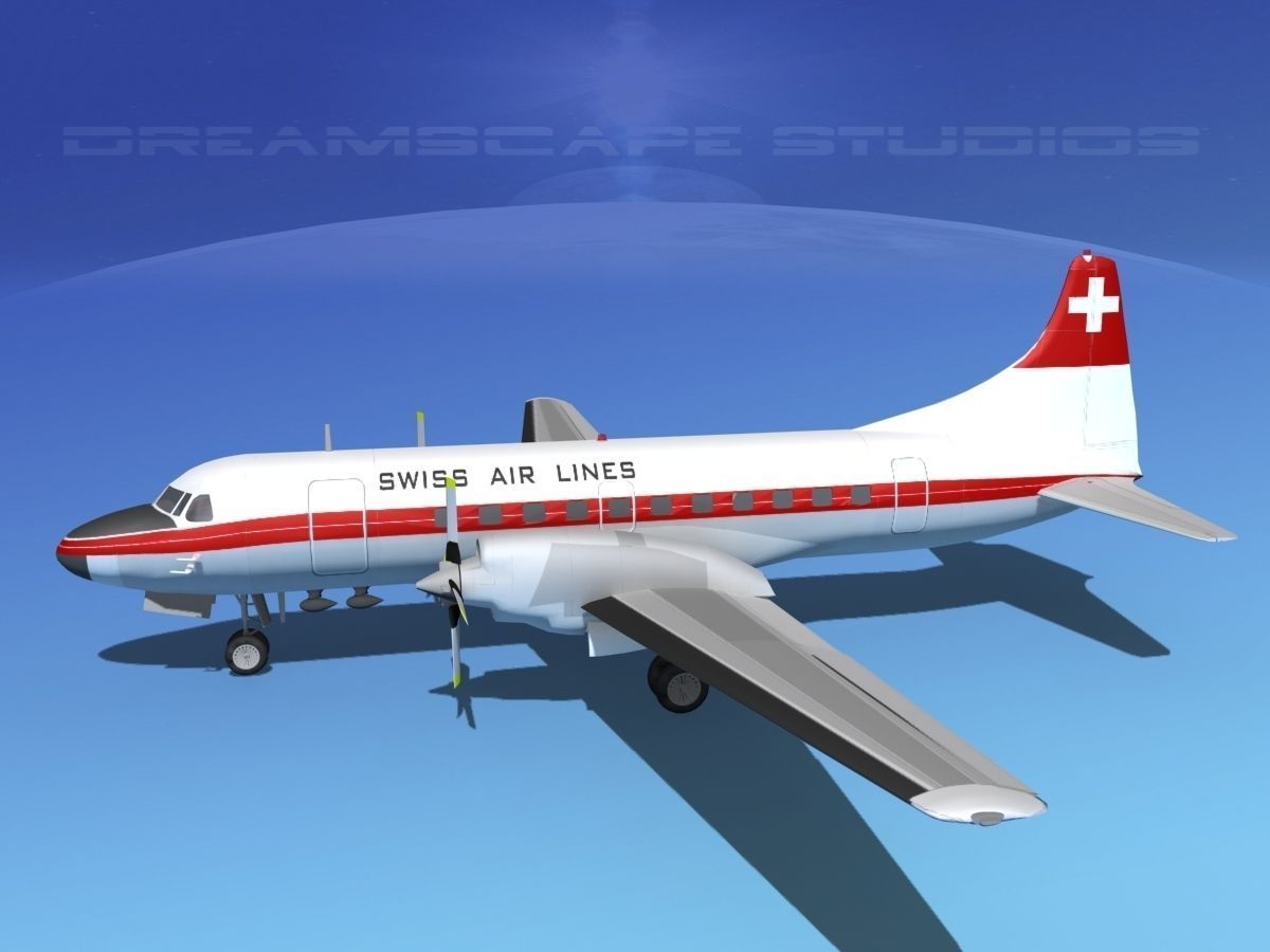Convair CV-580 Swissair 3D model_9