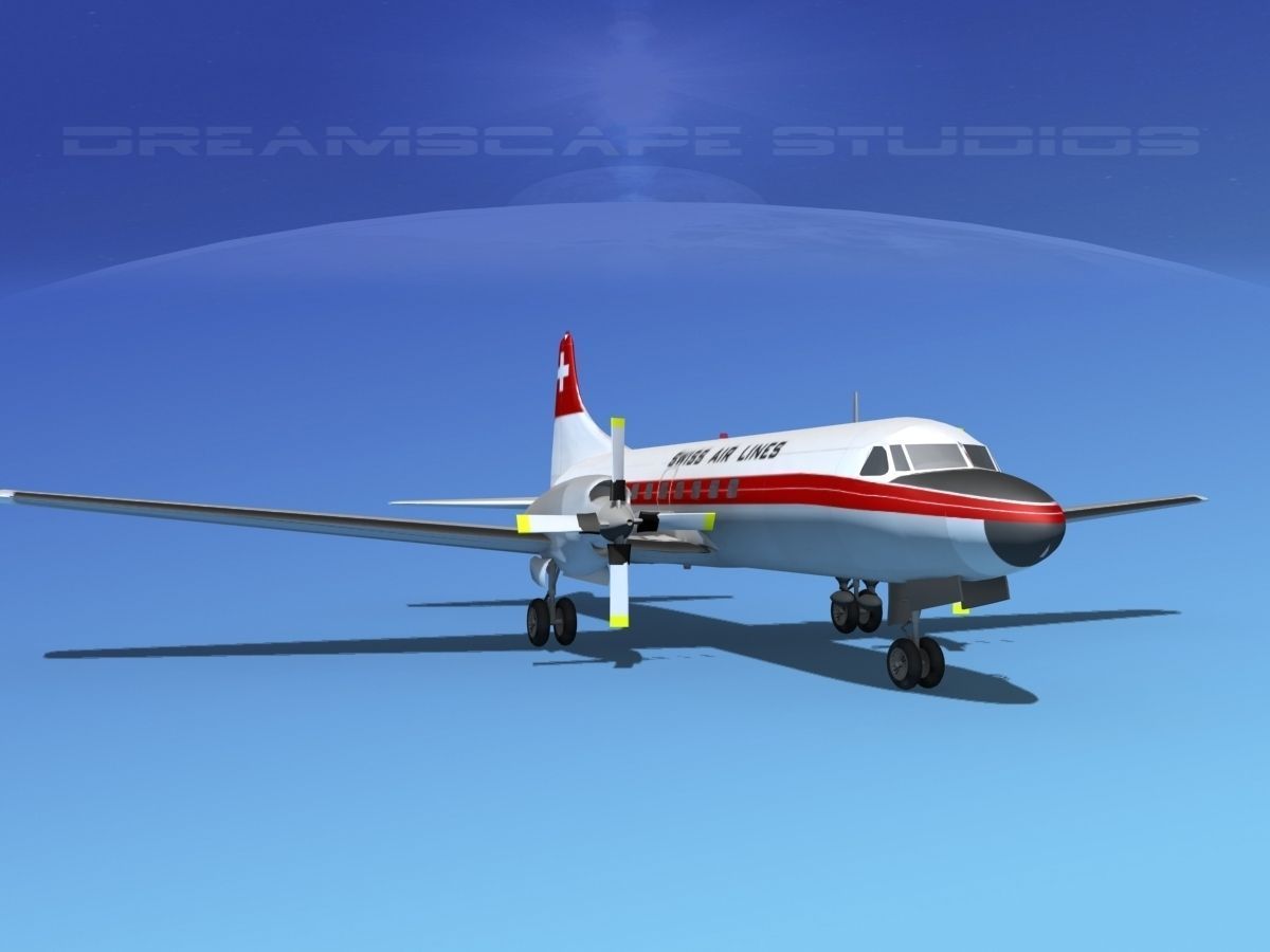Convair CV-580 Swissair 3D model_2