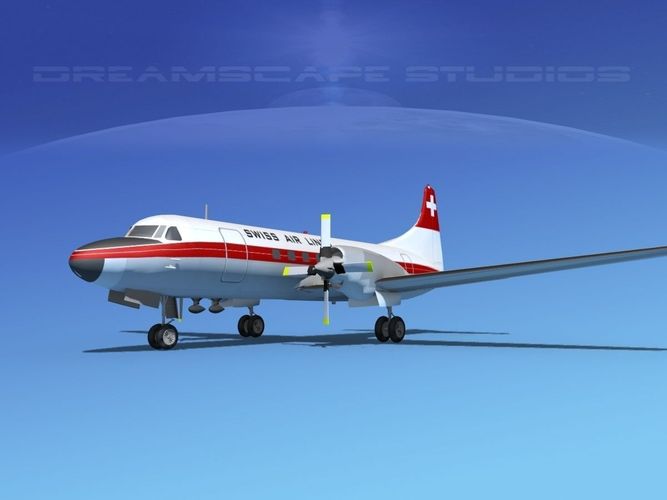 Convair CV-580 Swissair 3D model