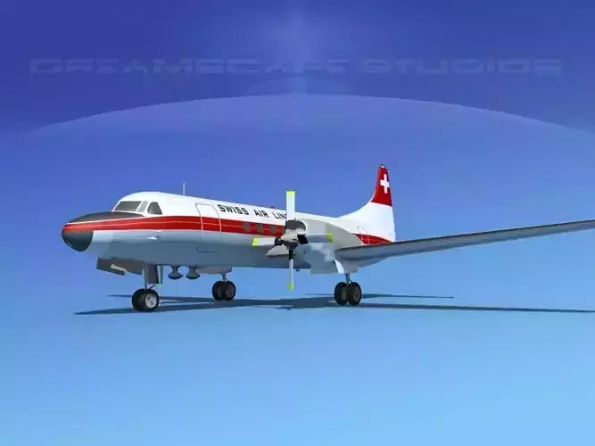 Convair CV-580 Swissair 3D model