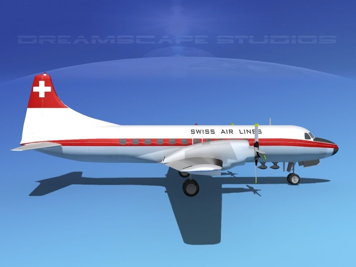 Convair CV-580 Swissair 3D model_4