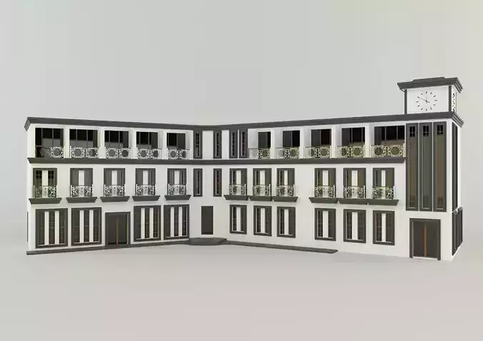 white hotel building model