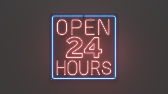Open 24 Hours - Neon Sign 3D model