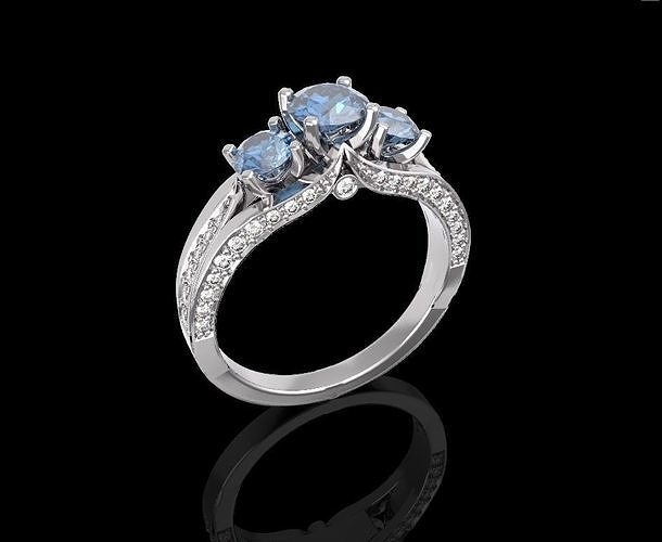 Luxury sapphire diamond ring  3D print model