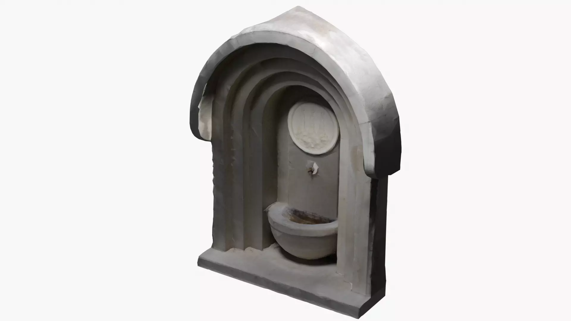 Photo-Scanned Italian Fountain Low-poly 3D model_0