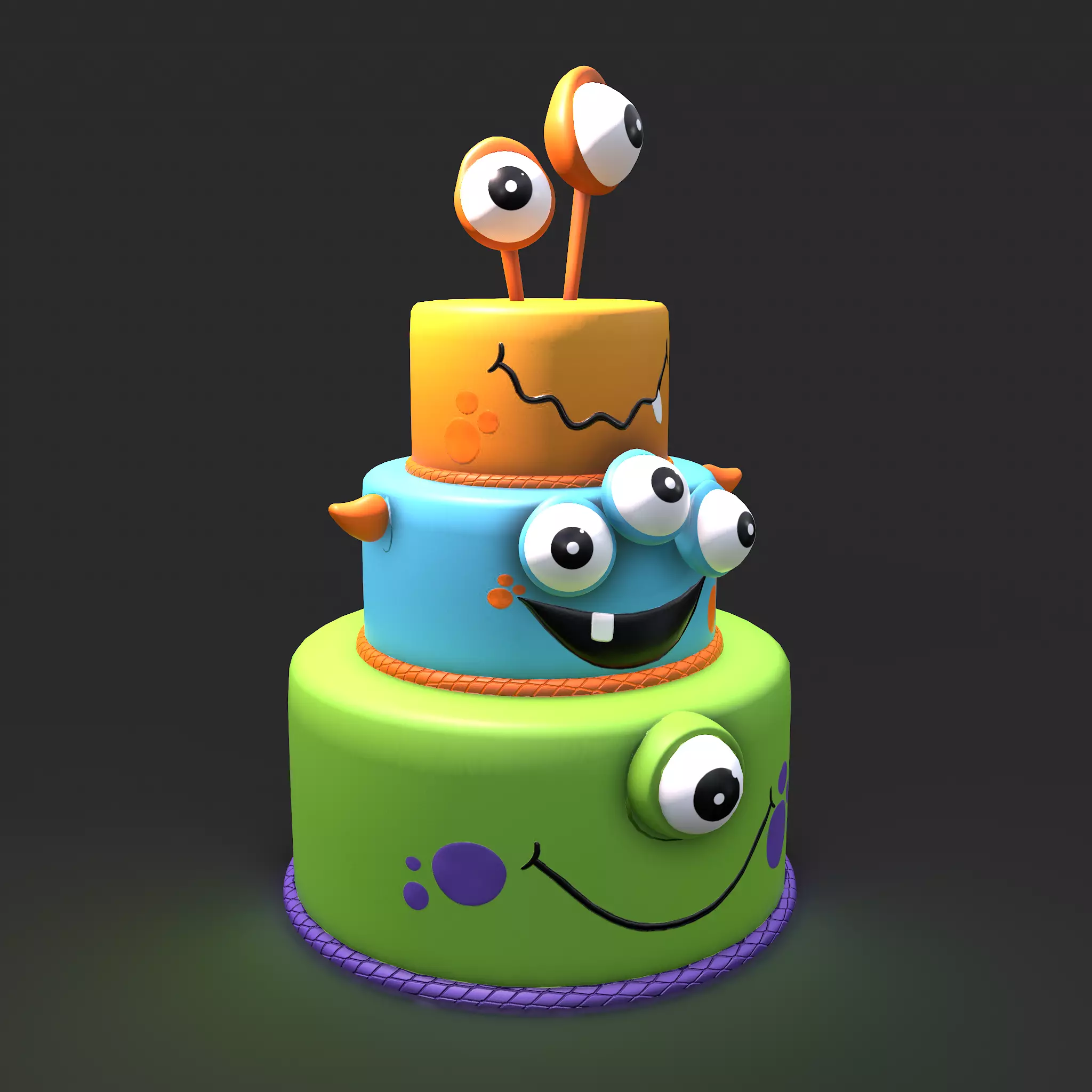 Halloween Monster Cake Low-poly 3D model