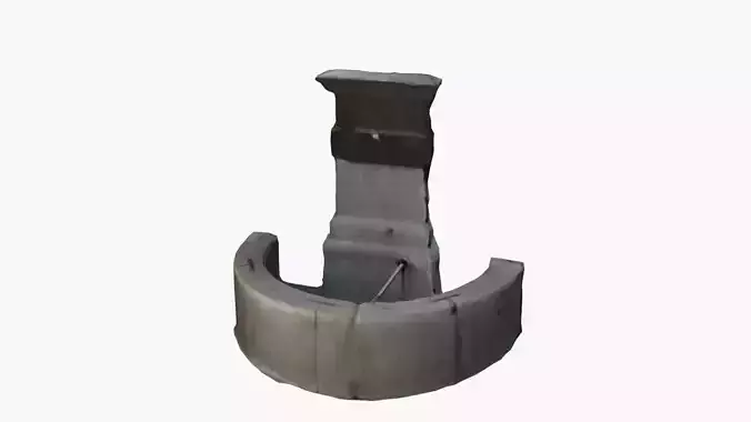 Photo-Scanned Austrian Fountain Low-poly 3D model