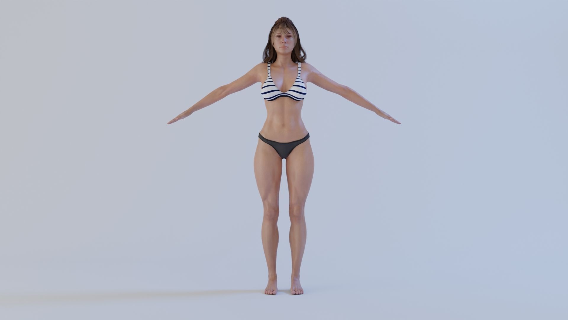 Realistic Female Character - Alica Low-poly 3D model_1