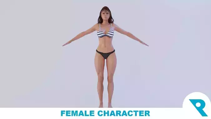 Realistic Female Character - Alica Low-poly 3D model