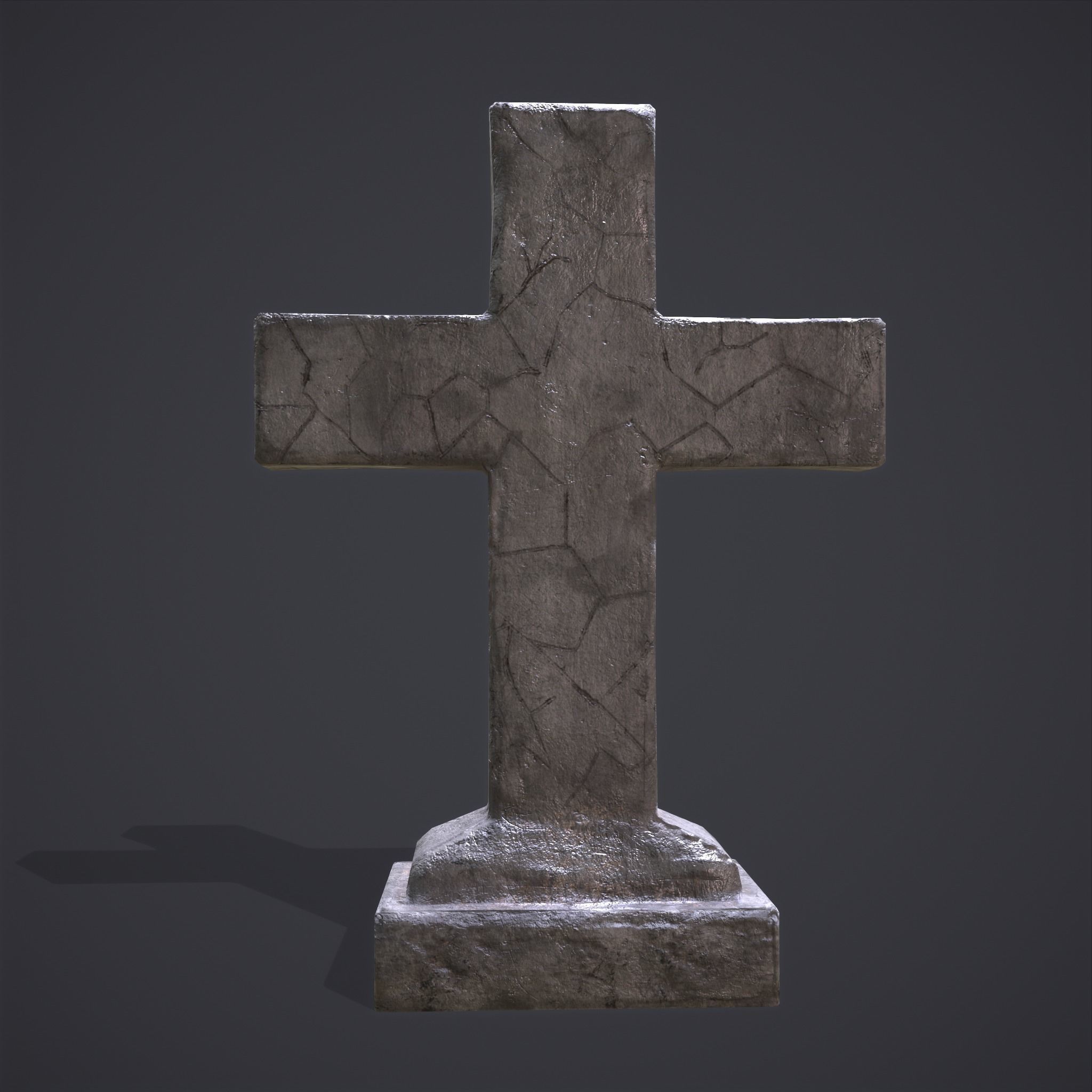 RIP Cross Grave Stone  Low-poly 3D model_7