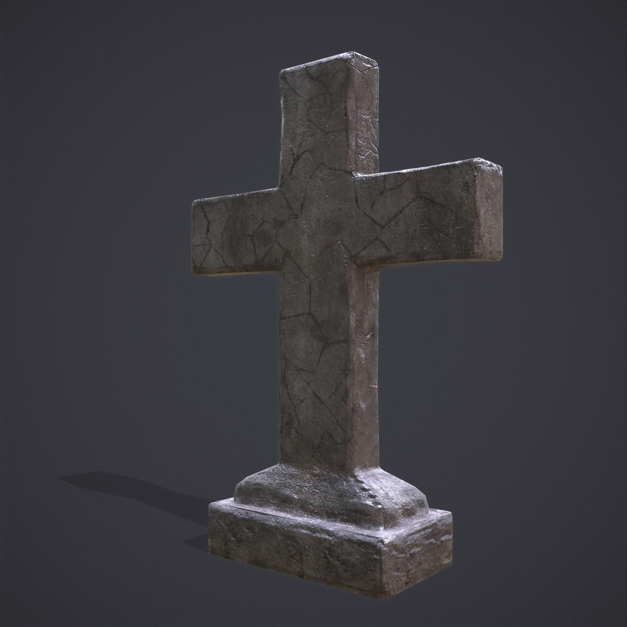 RIP Cross Grave Stone  Low-poly 3D model_8