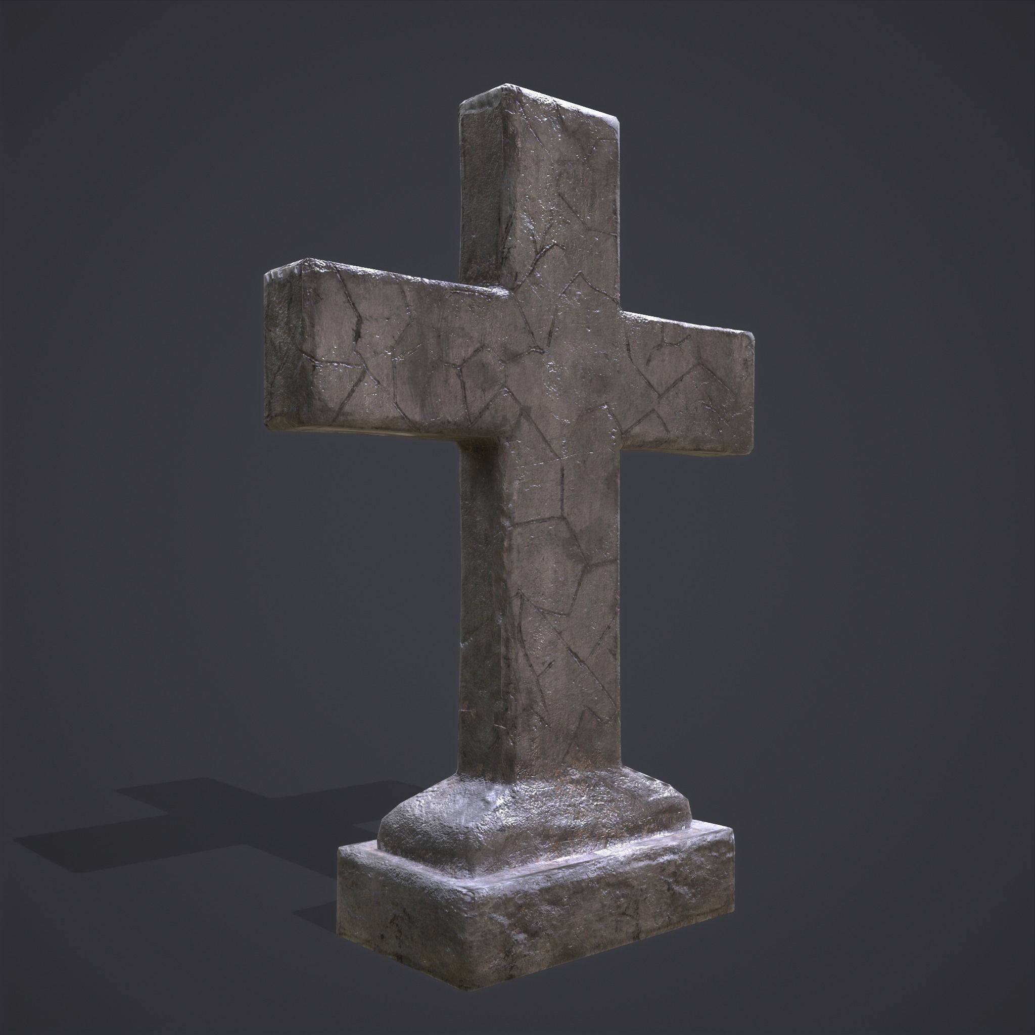 RIP Cross Grave Stone  Low-poly 3D model_6
