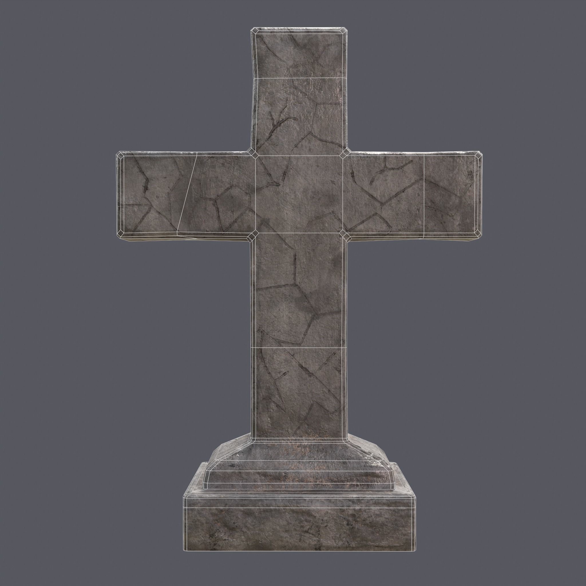 RIP Cross Grave Stone  Low-poly 3D model_20