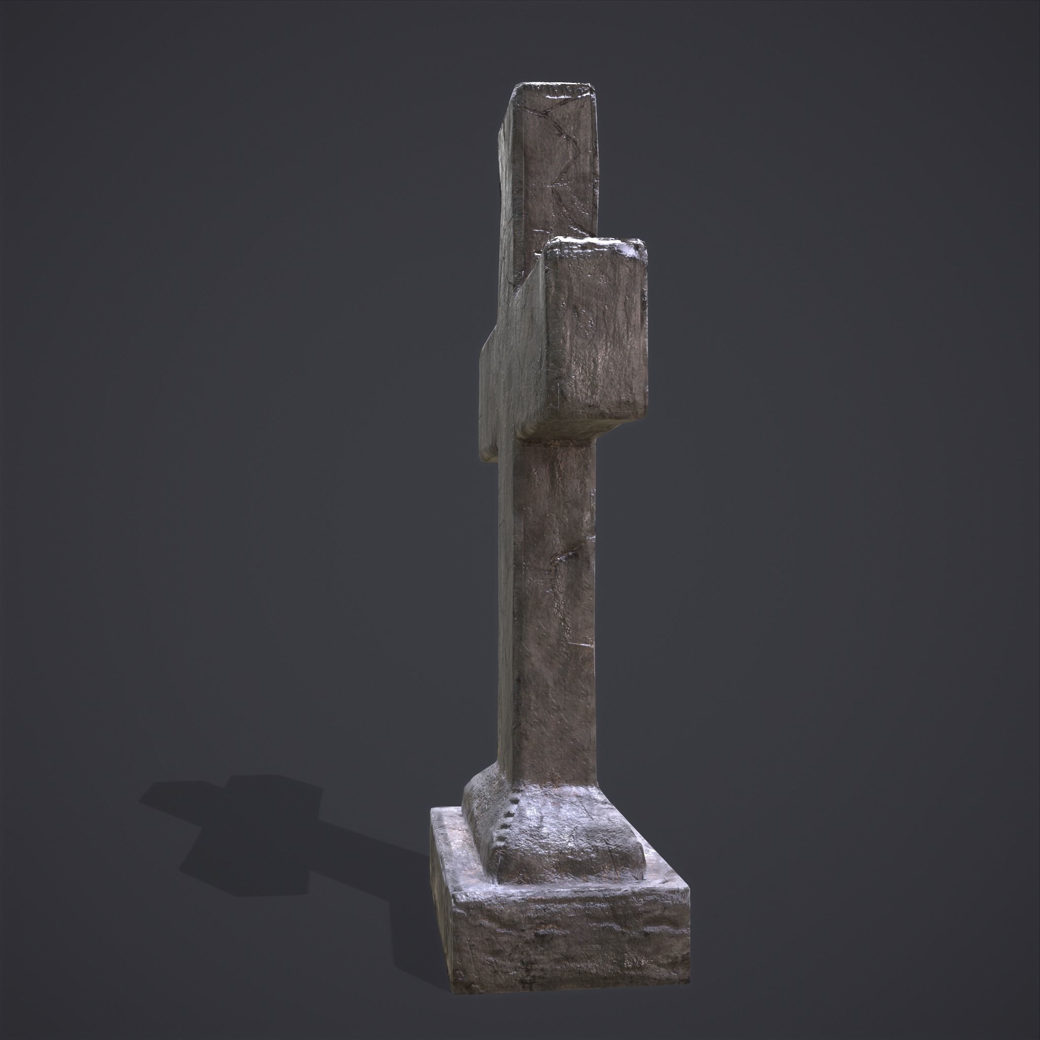 RIP Cross Grave Stone  Low-poly 3D model_9
