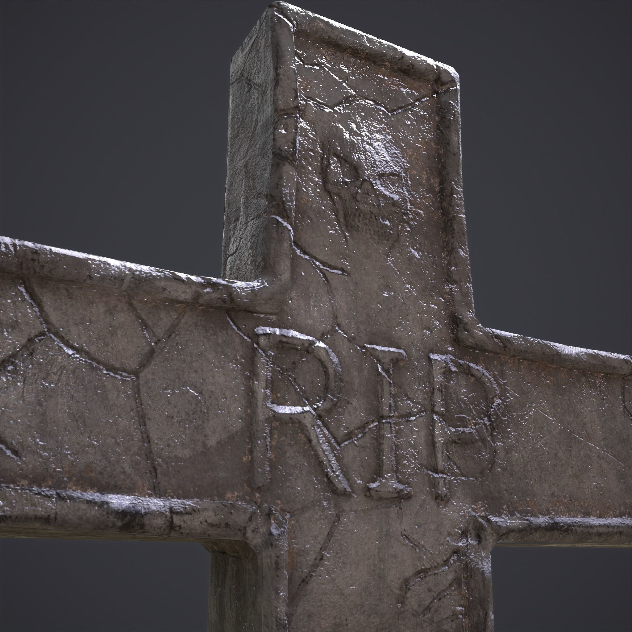 RIP Cross Grave Stone  Low-poly 3D model_14