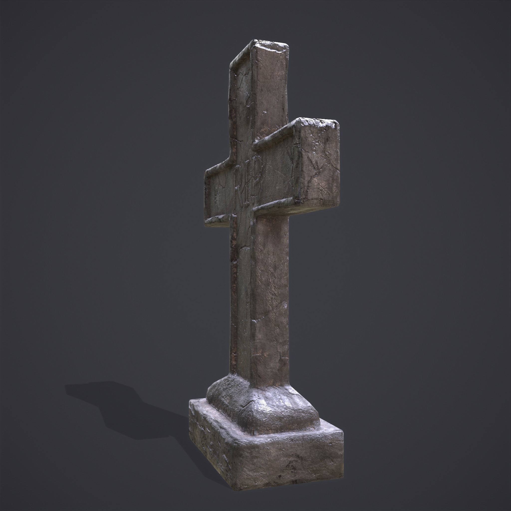 RIP Cross Grave Stone  Low-poly 3D model_4