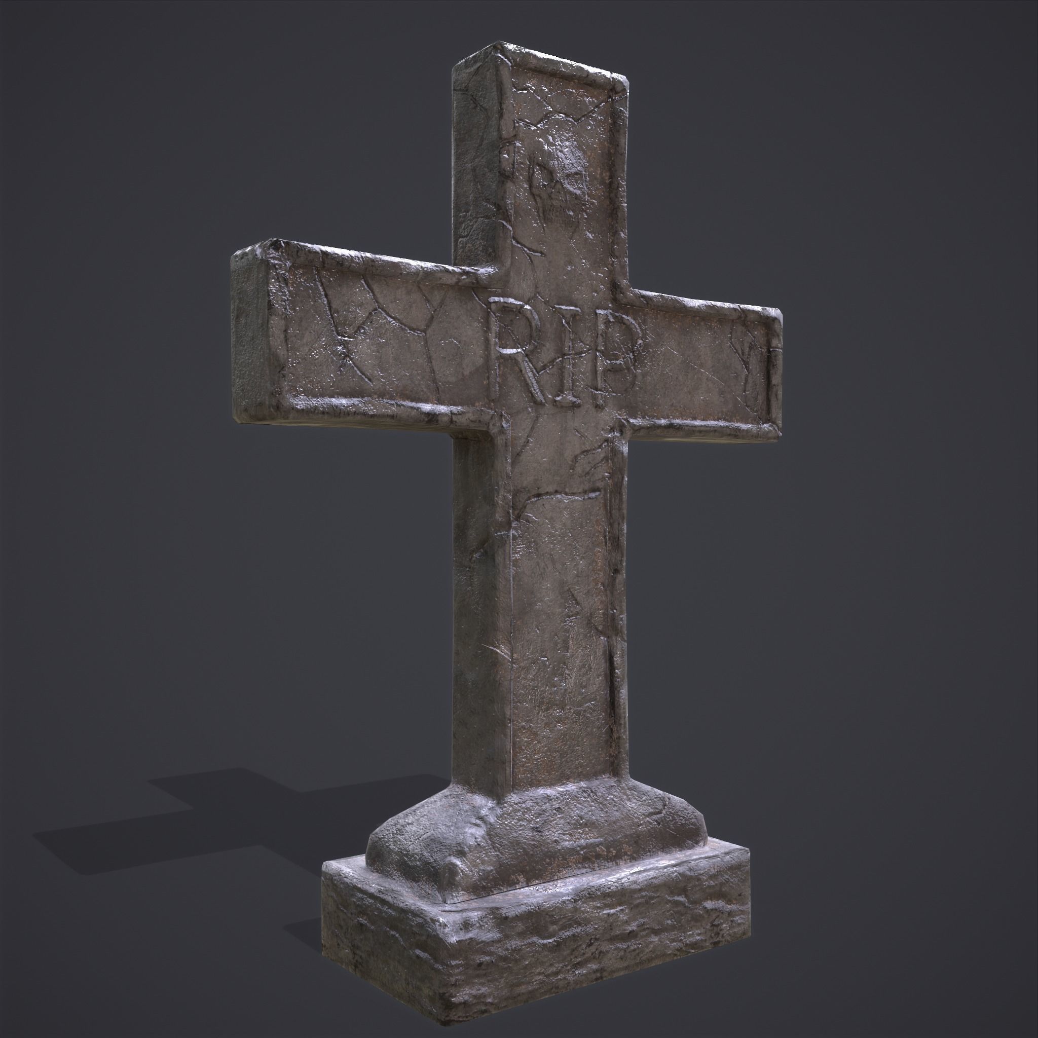 RIP Cross Grave Stone  Low-poly 3D model_15