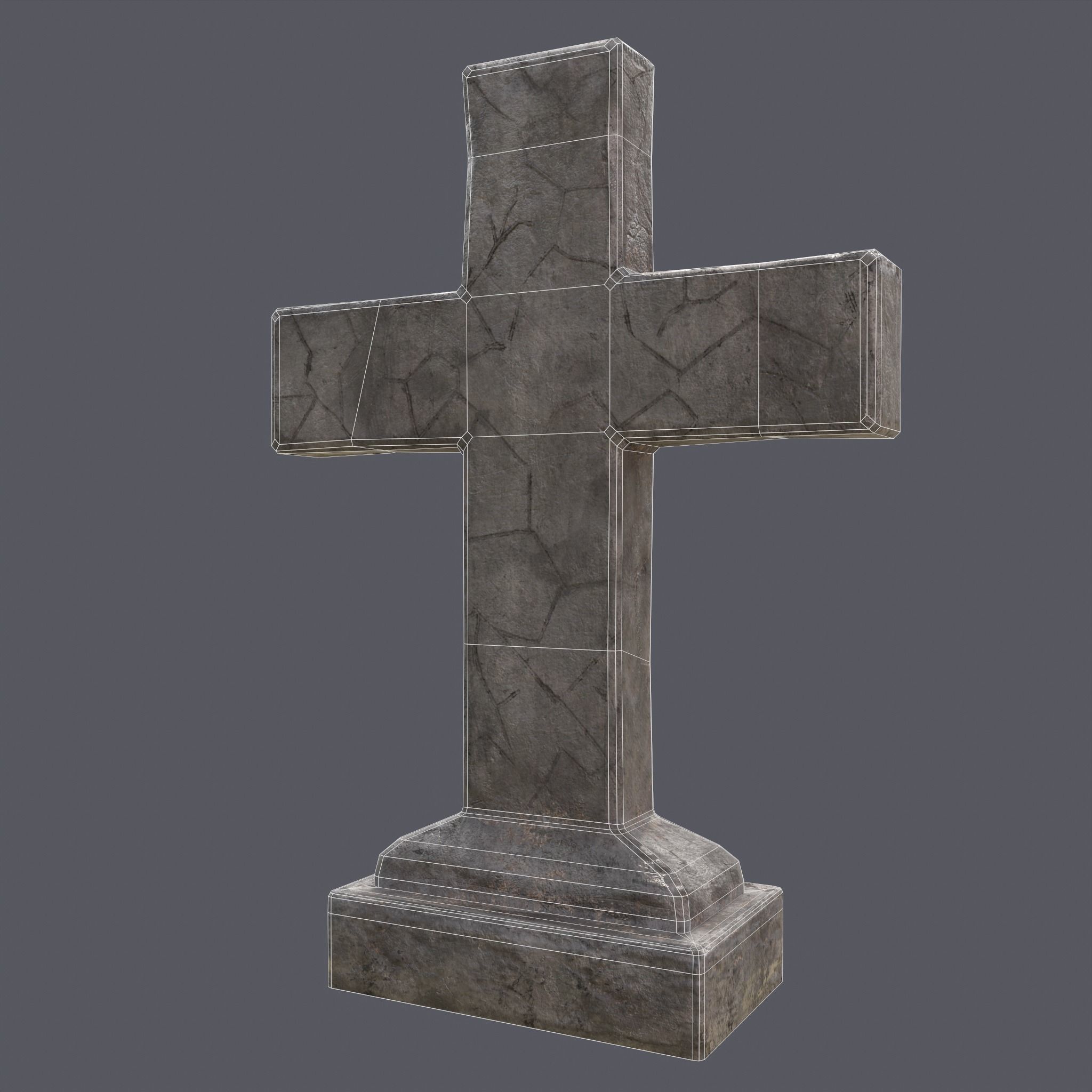RIP Cross Grave Stone  Low-poly 3D model_19