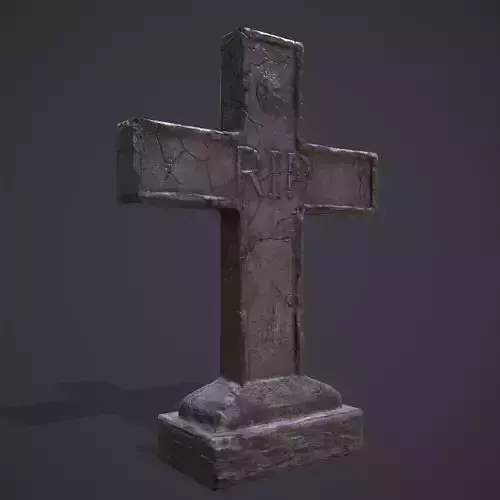 RIP Cross Grave Stone  Low-poly 3D model