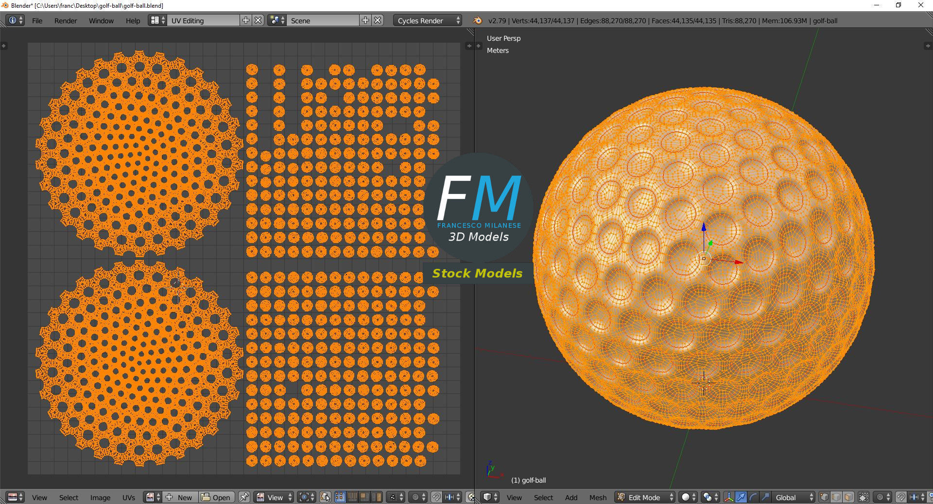 Golf ball 3D model_10
