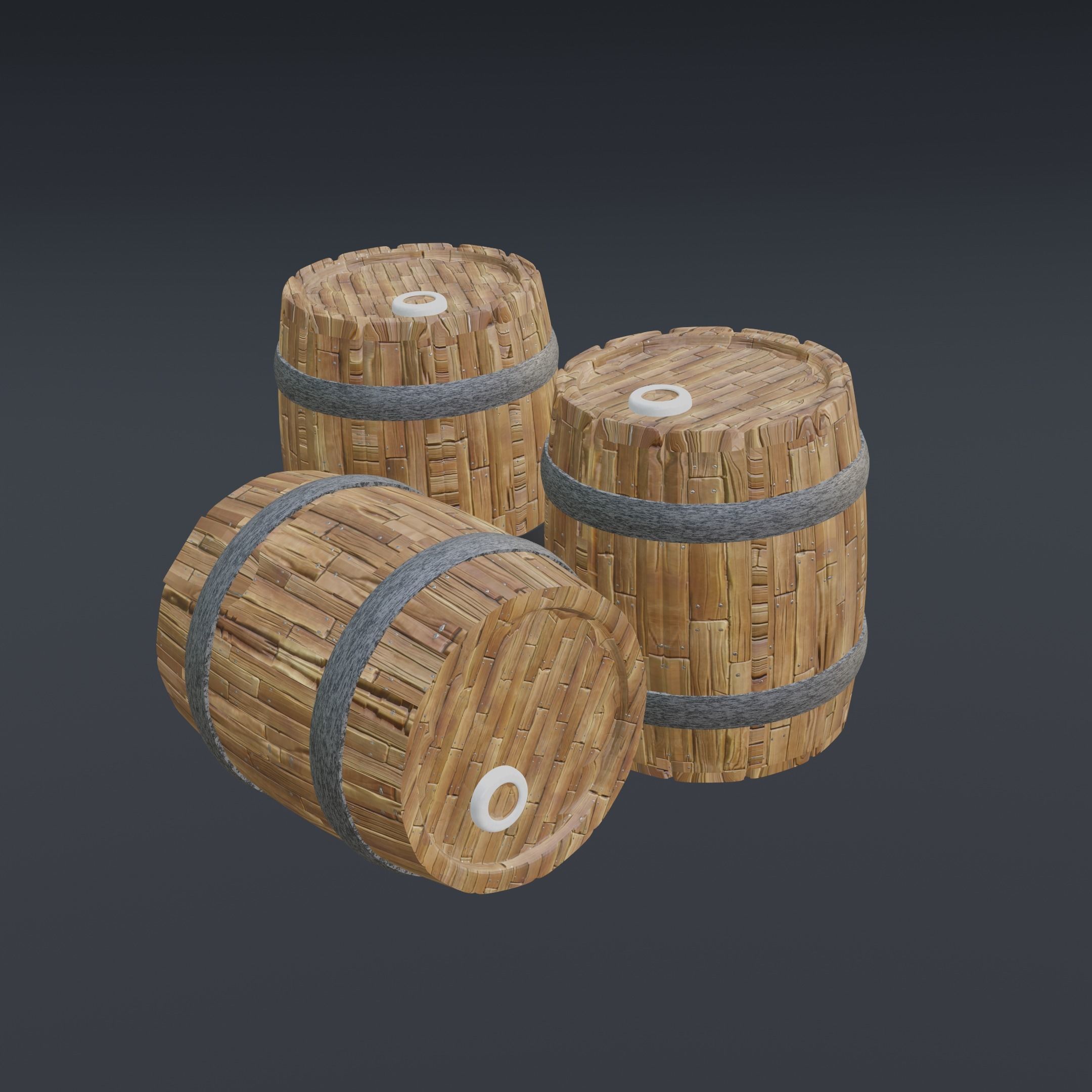 Fantasy Barrels - Free Free low-poly 3D model_4