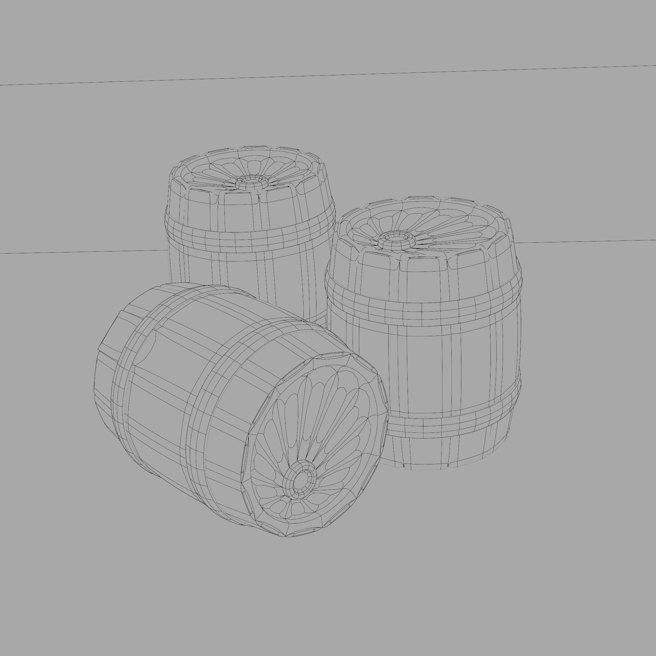 Fantasy Barrels - Free Free low-poly 3D model_1