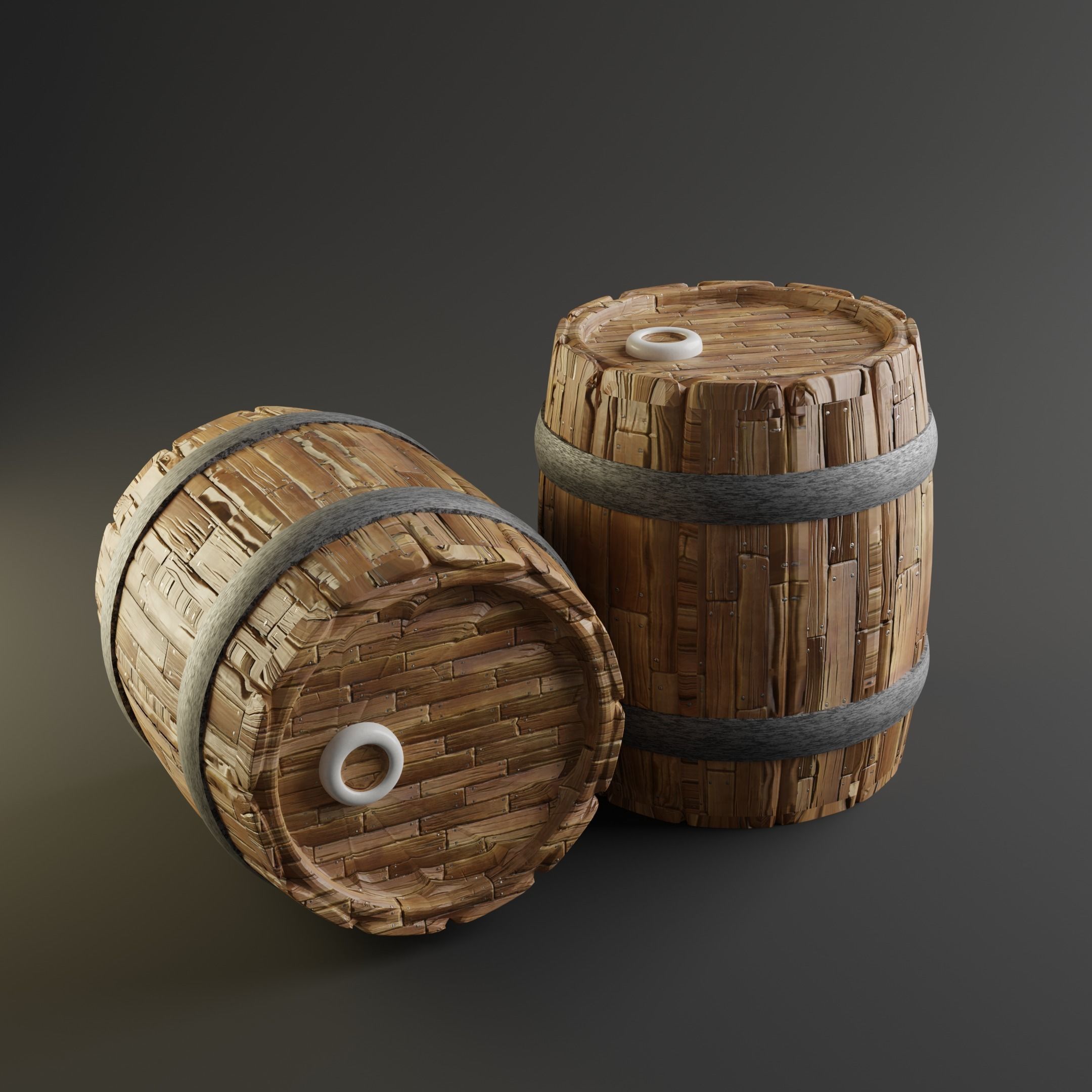 Fantasy Barrels - Free Free low-poly 3D model_5