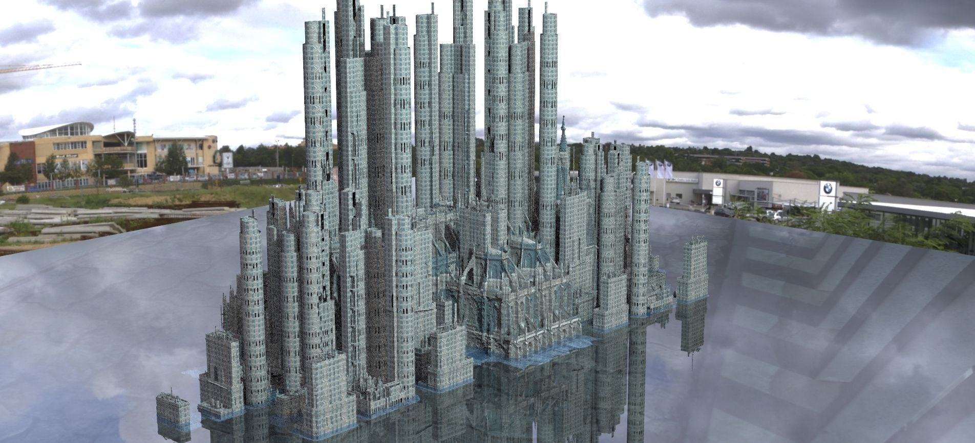 Sci-Fi Future Building 3D model_1