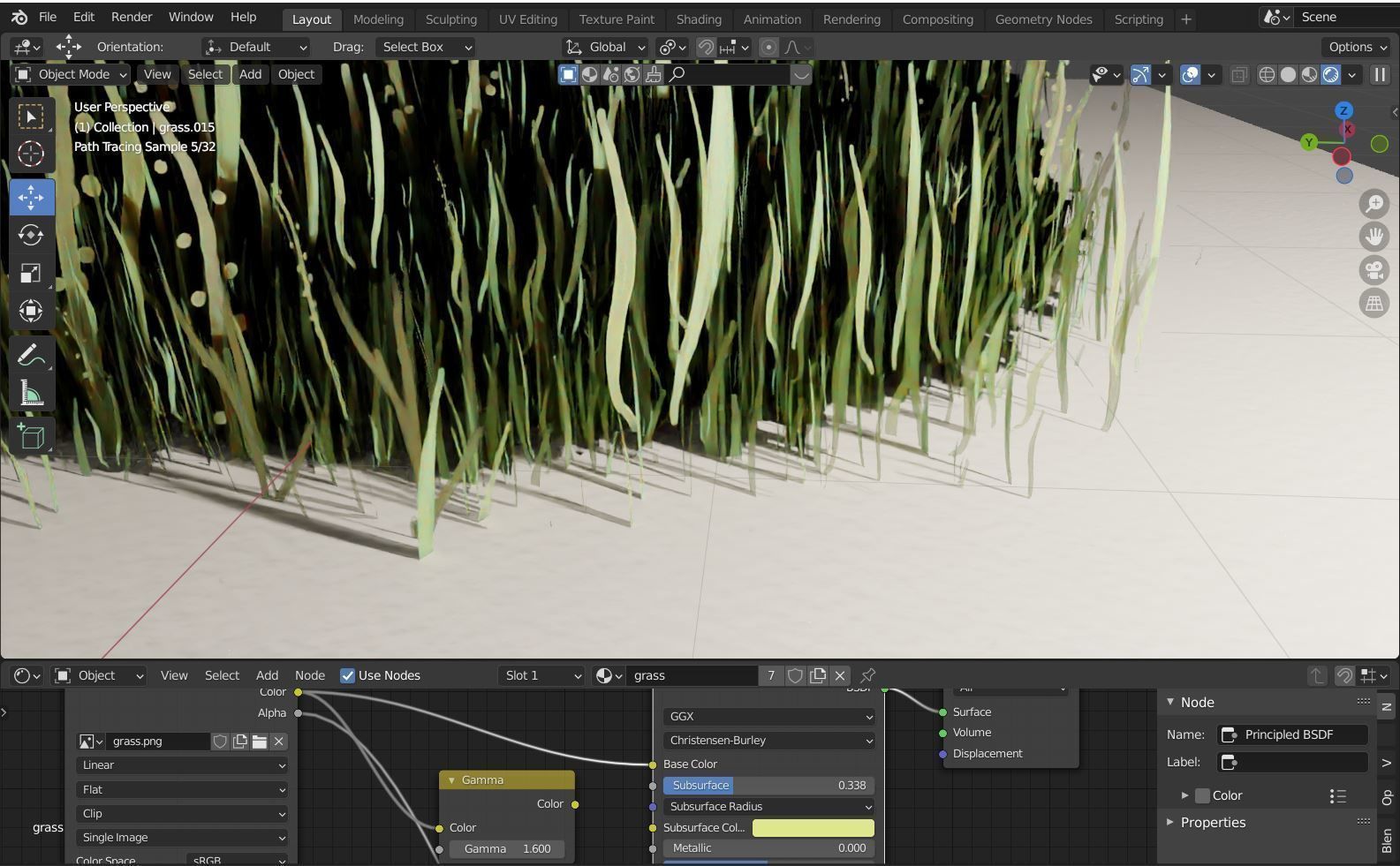 Watercolor ready grass handmade design Low-poly 3D model_2