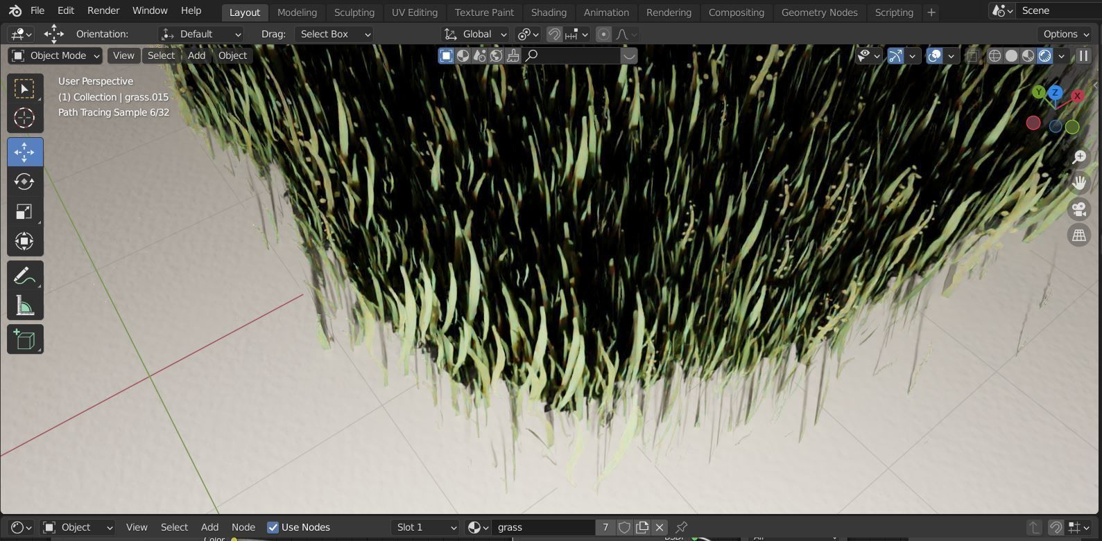 Watercolor ready grass handmade design Low-poly 3D model_4