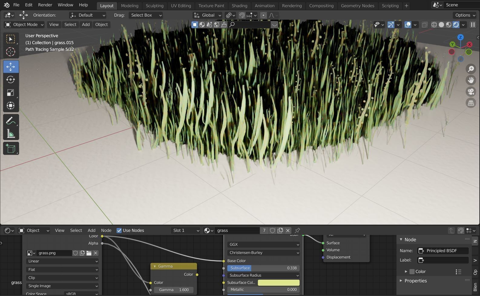 Watercolor ready grass handmade design Low-poly 3D model_1