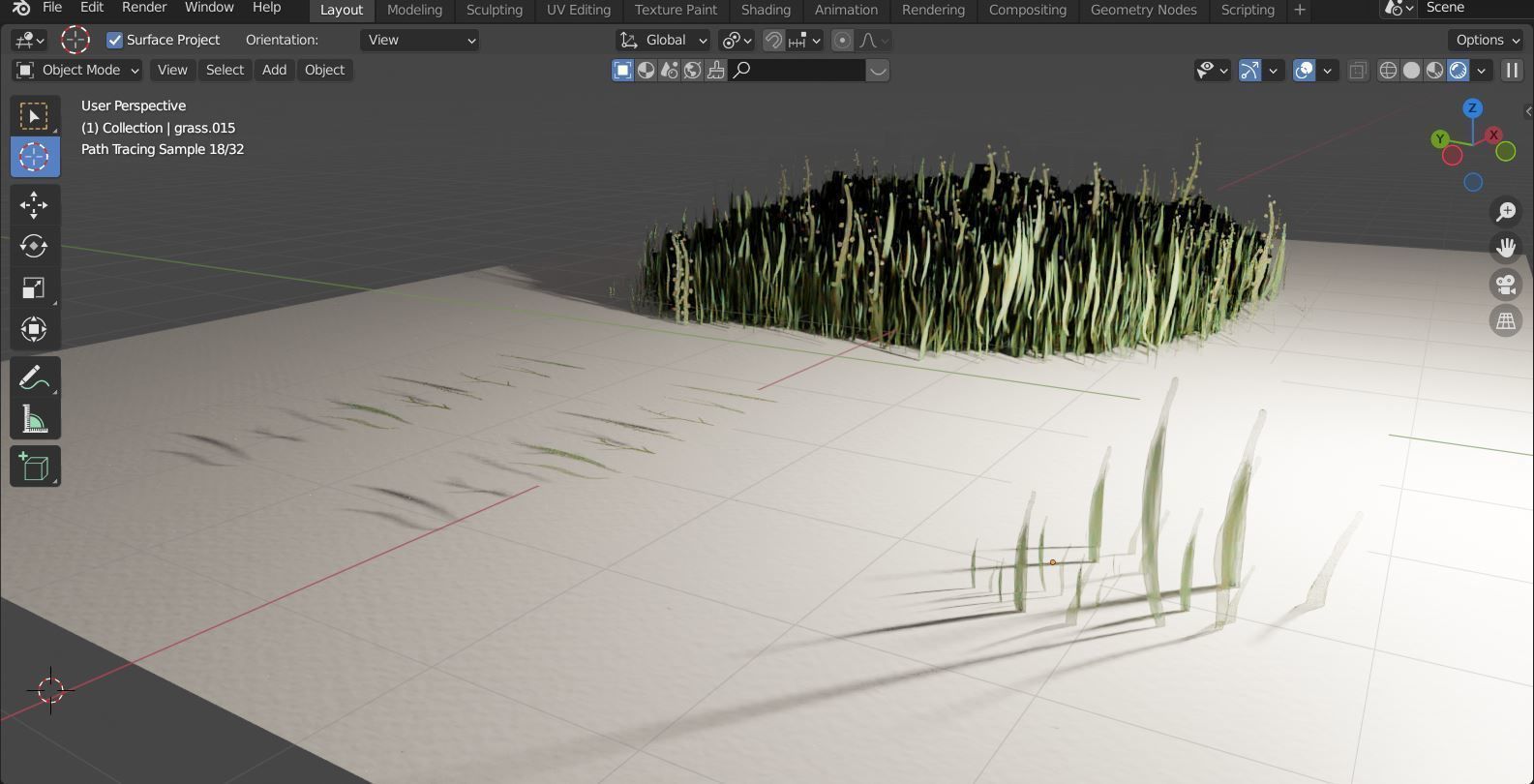 Watercolor ready grass handmade design Low-poly 3D model_3