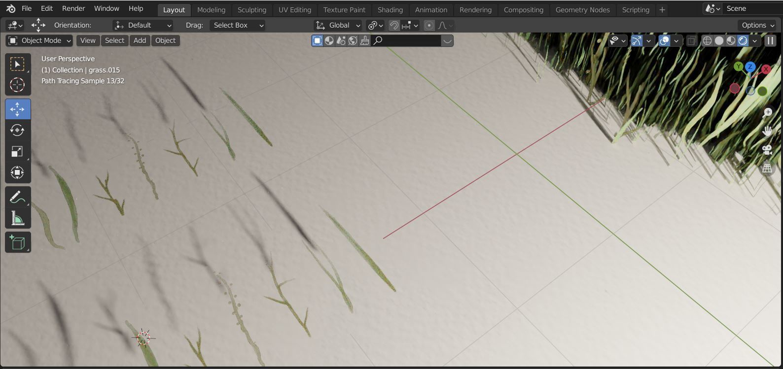 Watercolor ready grass handmade design Low-poly 3D model_5