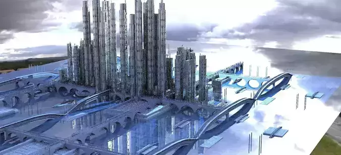 Sci-Fi Future Utopian Arch City 1 3D model