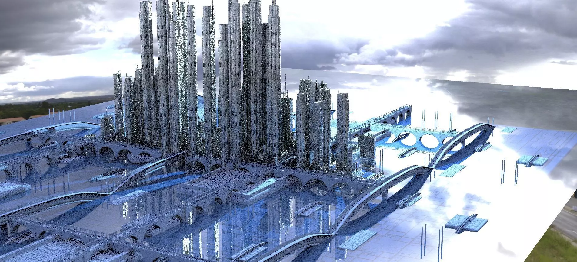 Sci-Fi Future Utopian Arch City 1 3D model_0