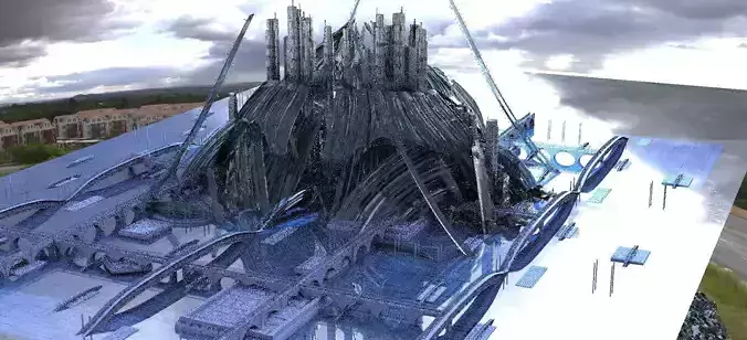 Sci-Fi Future Utopian City With Dome 3D model