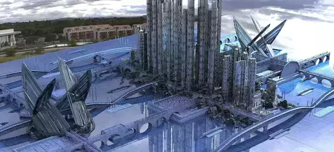 Sci-Fi Future Utopian Skyline 3D model