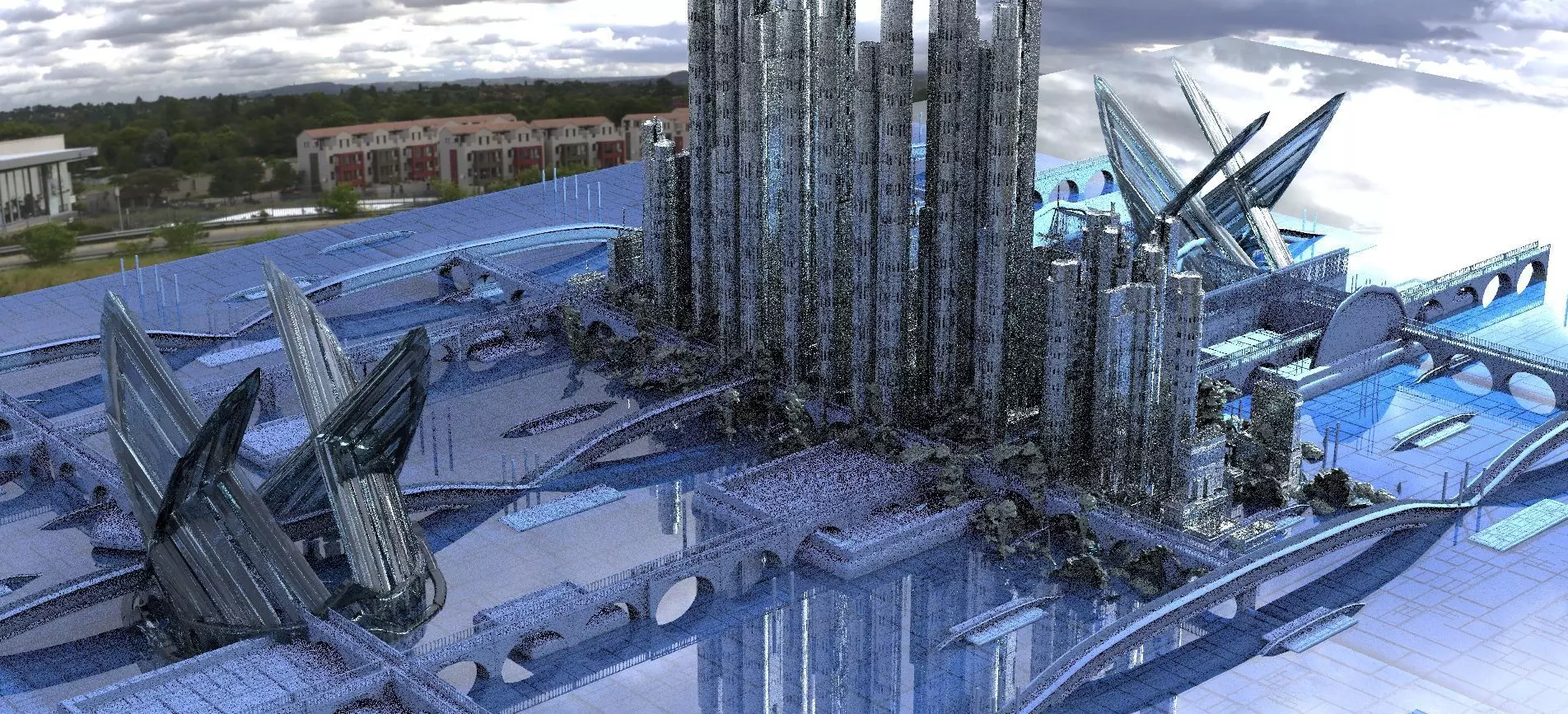 Sci-Fi Future Utopian Skyline 3D model_0