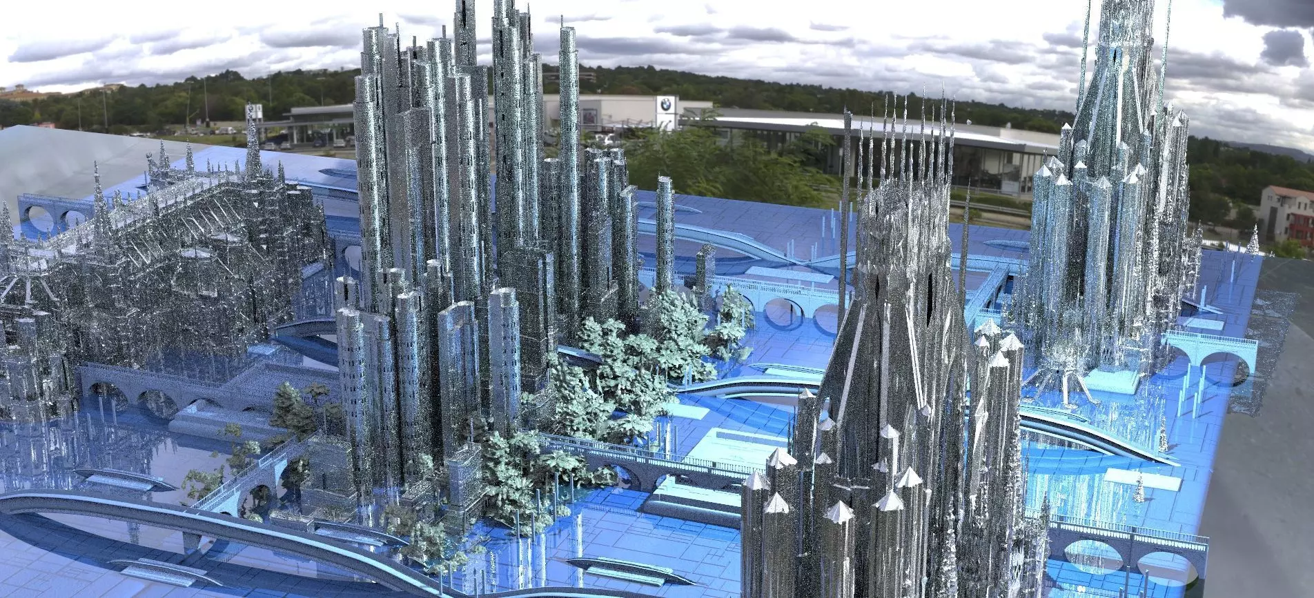 Sci-Fi City Grand Future City 3D model_0