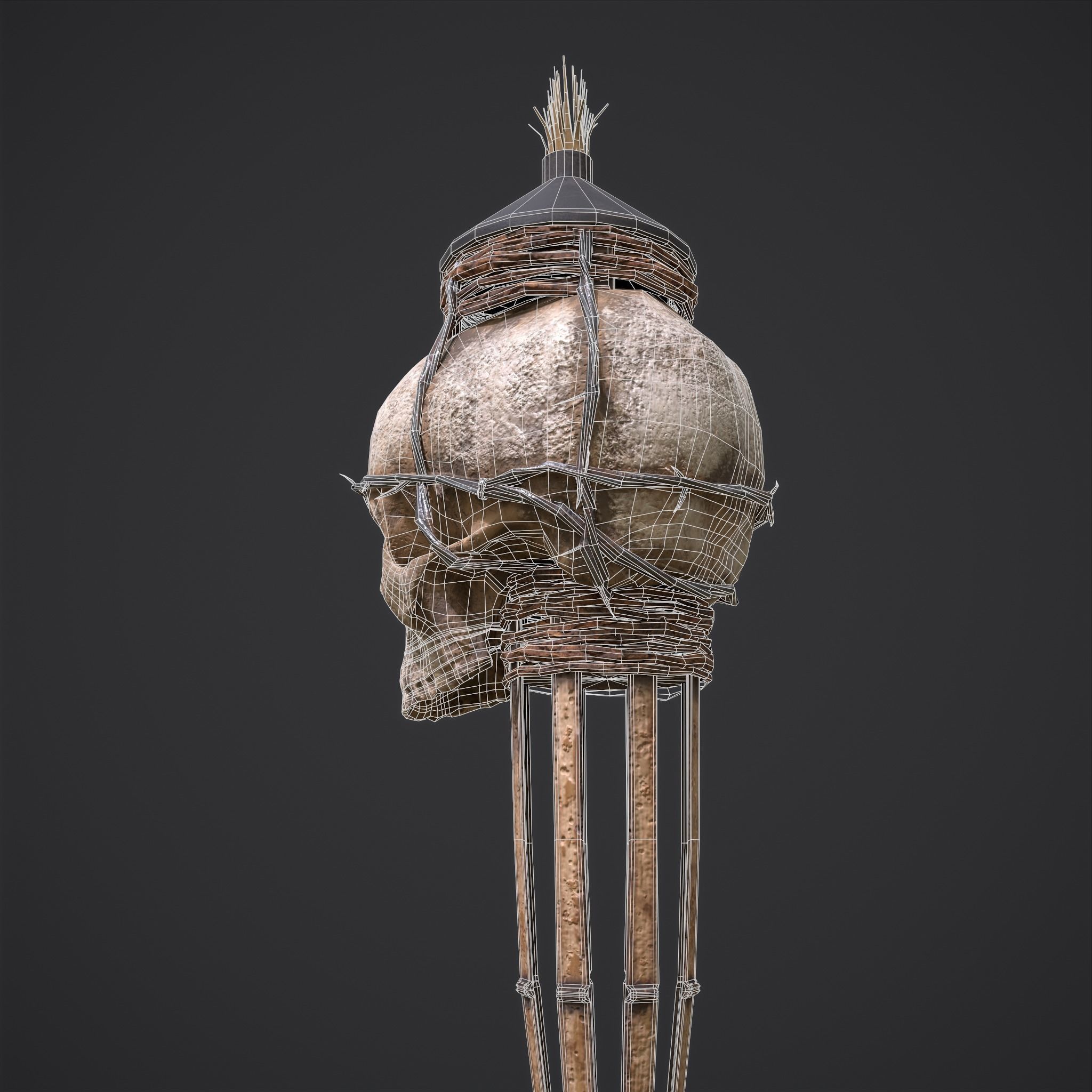 Skull Torch Low-poly 3D model_44