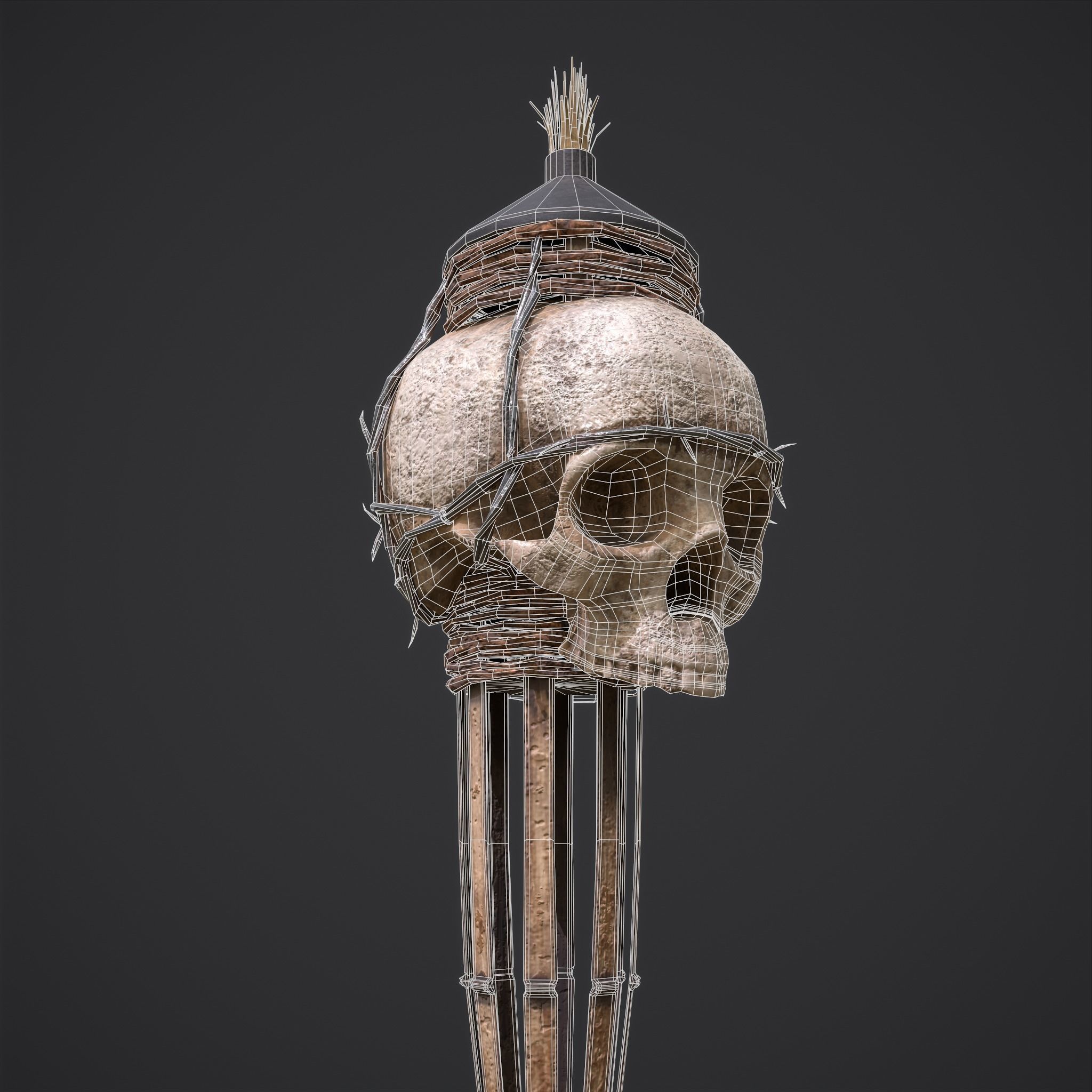 Skull Torch Low-poly 3D model_65