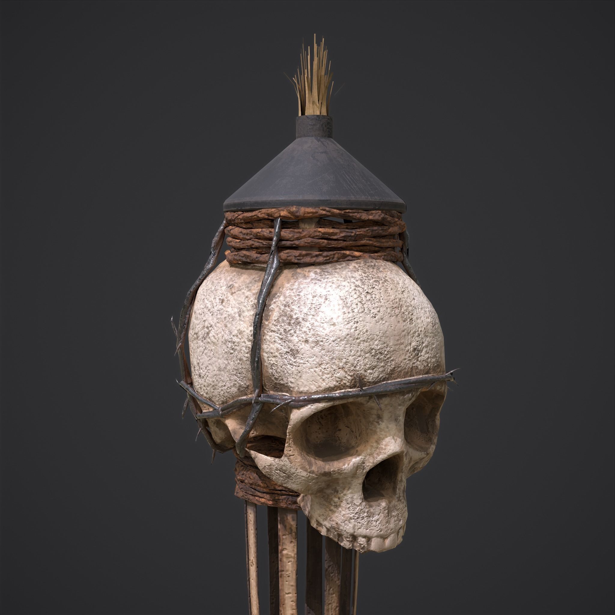 Skull Torch Low-poly 3D model_16