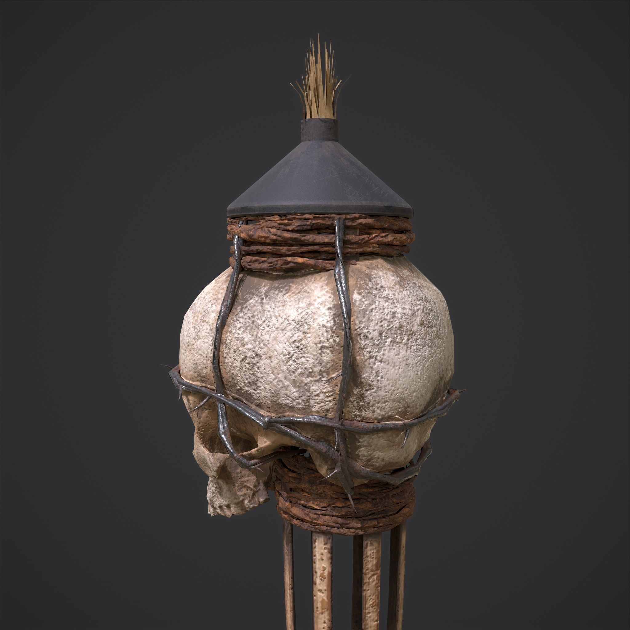 Skull Torch Low-poly 3D model_21