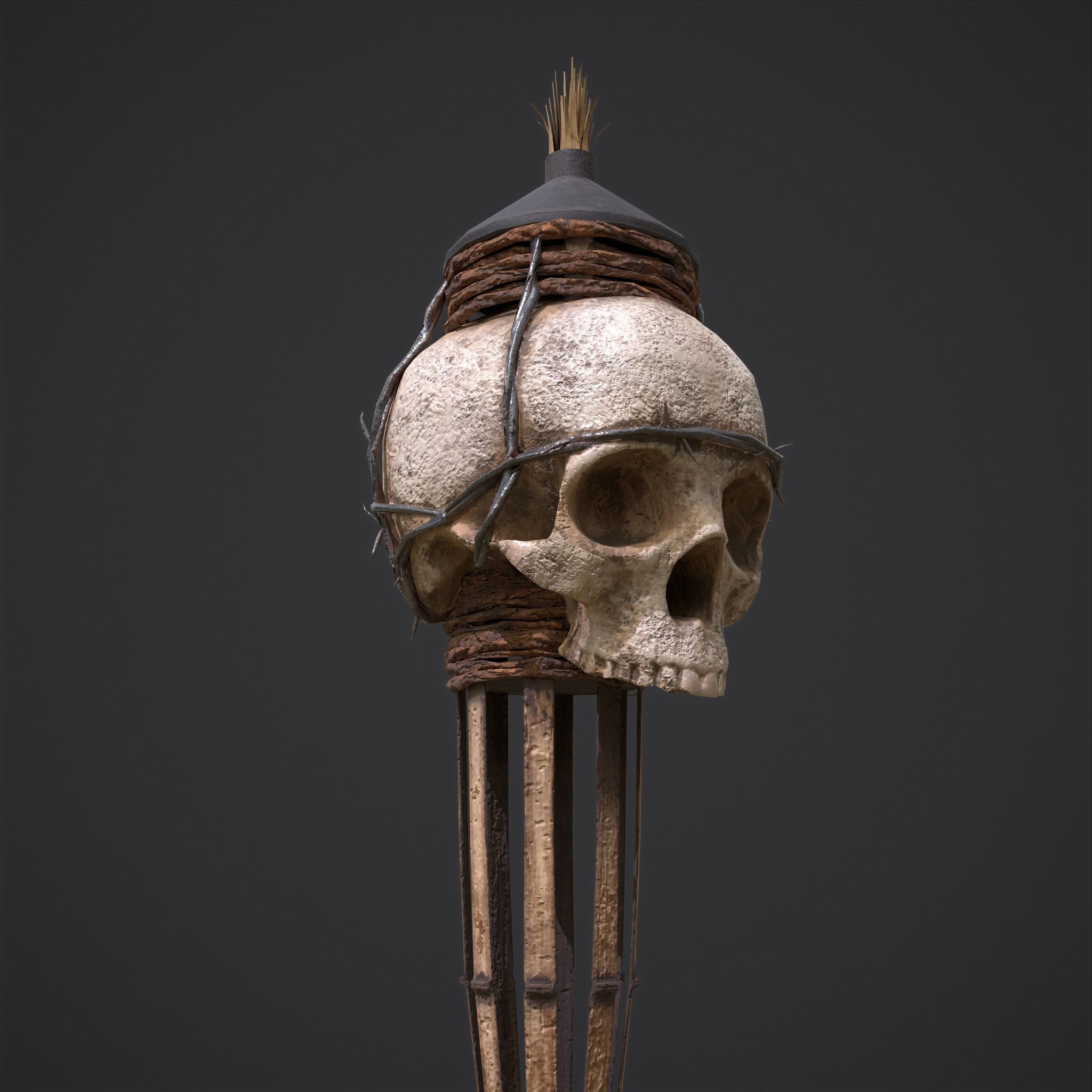 Skull Torch Low-poly 3D model_3