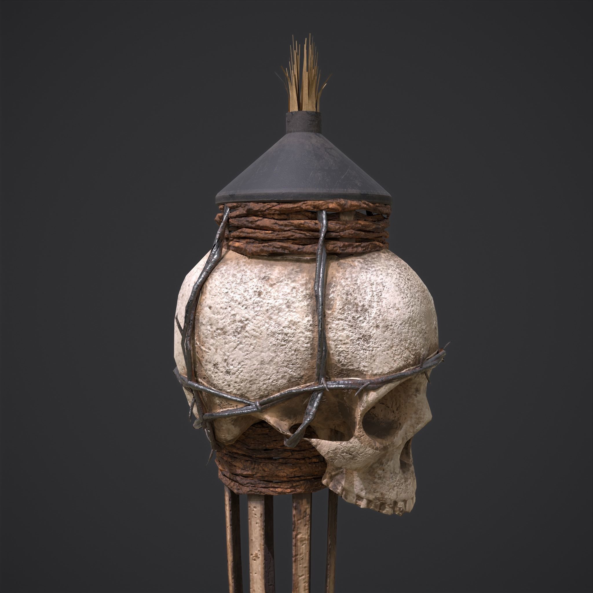 Skull Torch Low-poly 3D model_17