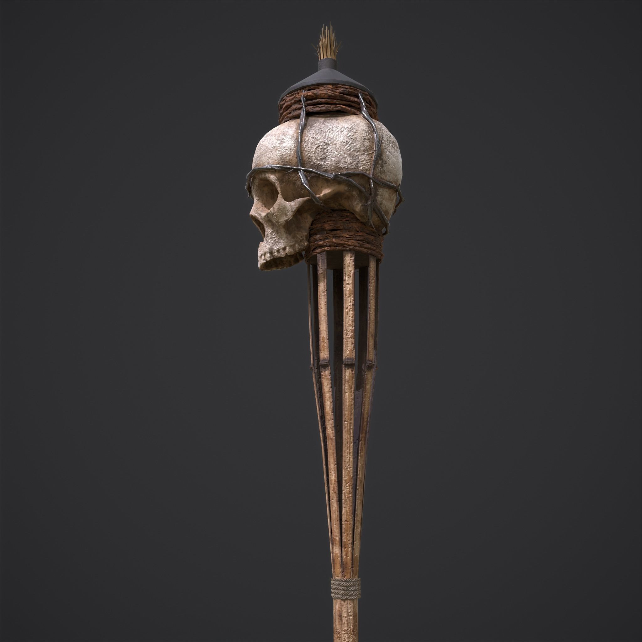 Skull Torch Low-poly 3D model_6